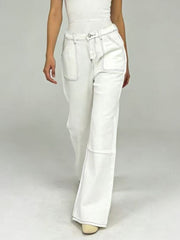 Hazel Blues® | Wide Leg Contrast Stitching Jeans