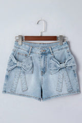 Hazel Blues® | Bow Detail Denim Shorts with Pockets
