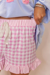 Hazel Blues® | Gingham Ruffle Hem Shorts