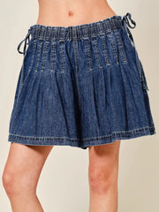Hazel Blues® | Pleated Elastic Waist Denim Shorts
