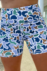 Hazel Blues® | Blue Skies Camo Biker Shorts