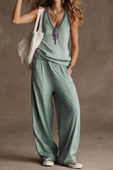 Hazel Blues® | V-Neck Tank and Wide Leg Pants Set