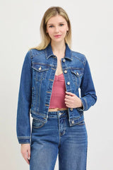 Hazel Blues® | RISEN Basic Fitted Button Down Denim Jacket