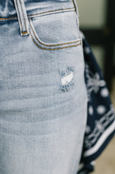 Hazel Blues® | Alex Mid Rise Boyfriend Jean with Bandana Loop