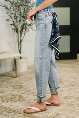 Hazel Blues® | Alex Mid Rise Boyfriend Jean with Bandana Loop