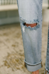 Hazel Blues® | Alex Mid Rise Boyfriend Jean with Bandana Loop