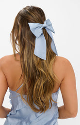 Elsa Bow ~ Steel Blue Luxe Satin