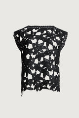 FLORAL GUIPURE LACE WOVEN TOP