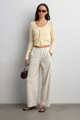 CROPPED LIGHTWEIGHT BUTTON FRONT CARDIGAN