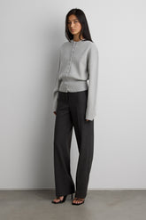 CINCHED WAIST BUTTON FRONT CARDIGAN