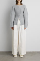 OTTOMAN RIBBED KNIT BUTTON FRONT TOP