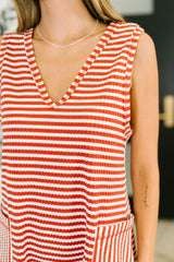 Hazel Blues® | Caught You Staring Ribbed Knit Romper in Rust