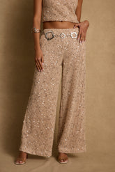 Clear Breeze Champagne Sequin Pants