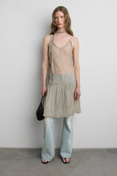 CRINKLE EFFECT LAYERED MINI DRESS WITH SCARF
