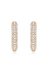 Ettika Crystal Dotted Twist Hoop Earrings ~ Gold
