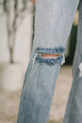 Hazel Blues® | Elaine Mid Rise Boyfriend with Distress & Cuff