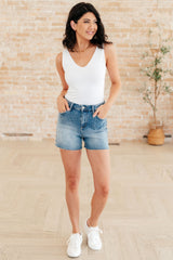 Hazel Blues® | Elle High Rise Rhinestone Cutoff Shorts
