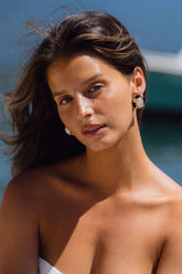 Emilie Pearl Gold and Black Earrings