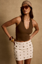 Emily Mocha Halter Top