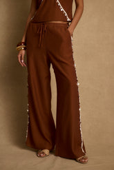 Estelle Terracotta Shell Embellished Pants