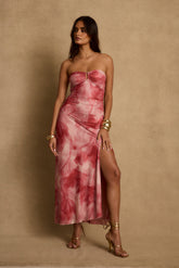 Everly Pink Printed Mesh Midi Dress