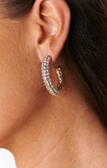 Ettika Crystal Dotted Twist Hoop Earrings ~ Gold