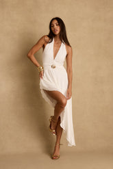 Francesca White Halter Midi Dress
