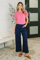 Hazel Blues® | Only Pair High Waisted Wide Leg Bottoms in Navy