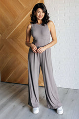 Hazel Blues® | Hilary Wide Leg Jumpsuit in Grey