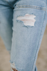 Hazel Blues® | Aiden High Rise Patch Pocket Distressed Boyfriend Jeans