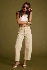Chandler Beige Barrel Jeans