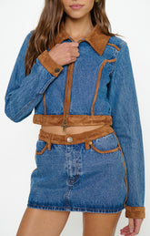 Dawson Skort ~ Indigo with Faux Suede