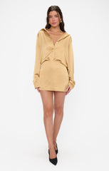 All Night Skort ~ True Gold Luxe Satin