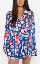 Beauty Sleep PJ Set ~ Navy Salty Sardines Silky
