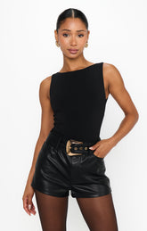 Asher Shorts ~ Black Faux Leather