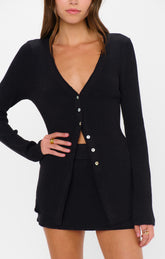 Josie Mini Skort ~ Black Rib Knit