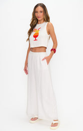 Kick Back Pants ~ White Linen