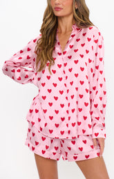 Early Riser PJ Set ~ Pink Queen Of Hearts Silky