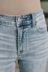 Hazel Blues® | Mckaylee Mid Rise Kick Flare Jeans with Frayed Hem