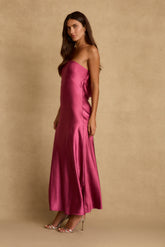 Natalia Fuschia Strapless Maxi Dress