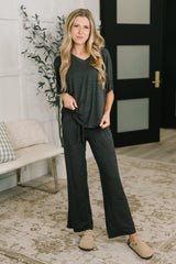 Hazel Blues® | Ol' Reliable Top and Bottom Lounge Set in Charcoal