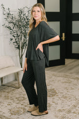 Hazel Blues® | Ol' Reliable Top and Bottom Lounge Set in Charcoal