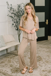 Hazel Blues® | Ol' Reliable Top and Bottom Lounge Set in Cocoa