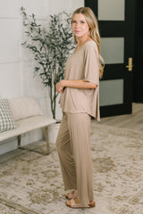 Hazel Blues® | Ol' Reliable Top and Bottom Lounge Set in Cocoa