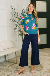 Hazel Blues® | Only Pair High Waisted Wide Leg Bottoms in Navy