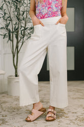Hazel Blues® | Only Pair High Waisted Wide Leg Bottoms in Off White