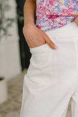 Hazel Blues® | Only Pair High Waisted Wide Leg Bottoms in Off White