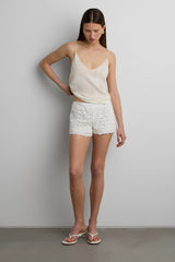 CROCHET KNIT SHORT WITH CUT-OUT DETAIL