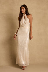Noella Champagne Sequin Maxi Dress