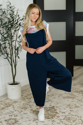 Hazel Blues® | Suit Yourself Adjustable Strap Jumpsuit in Navy